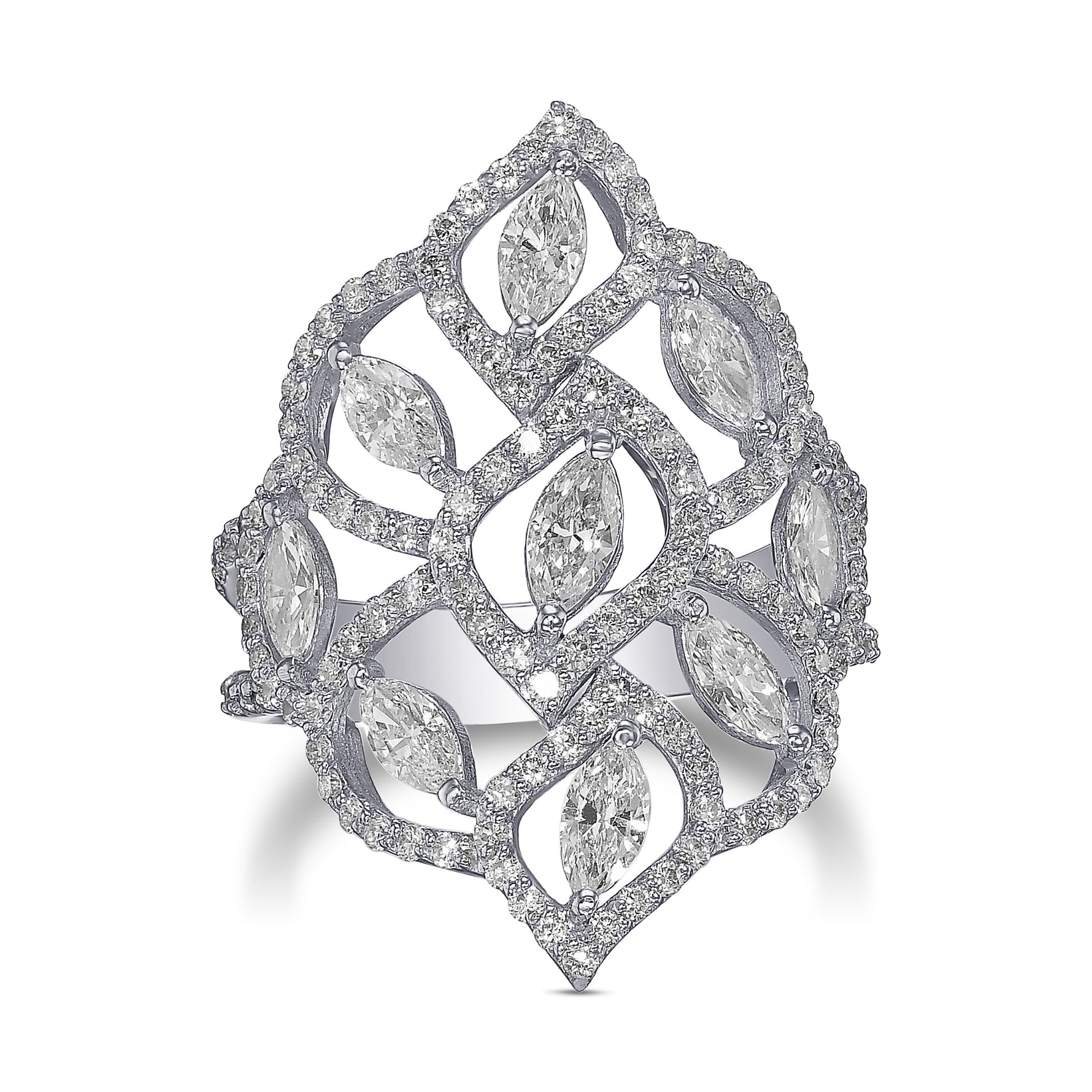 White Diamond Marquise and Pave Couture Ring