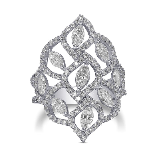 White Diamond Marquise and Pave Couture Ring