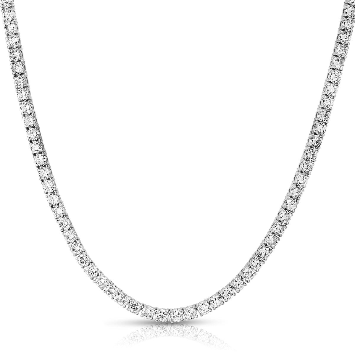 Round White Diamond Tennis Necklace