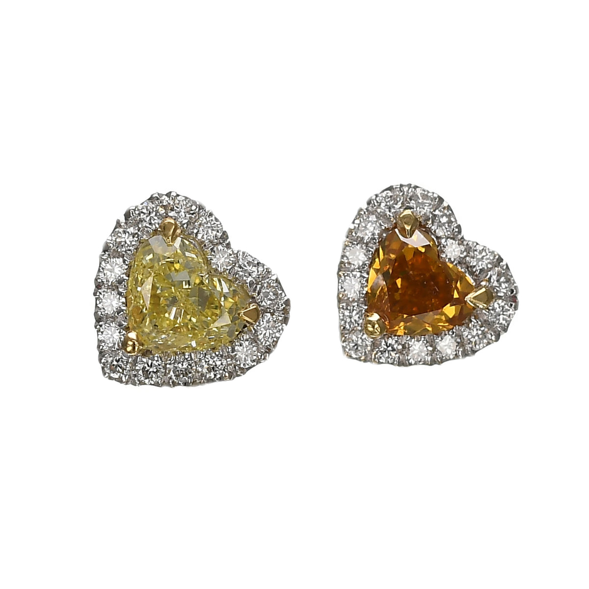 Mix color Heart Halo Diamond Earrings