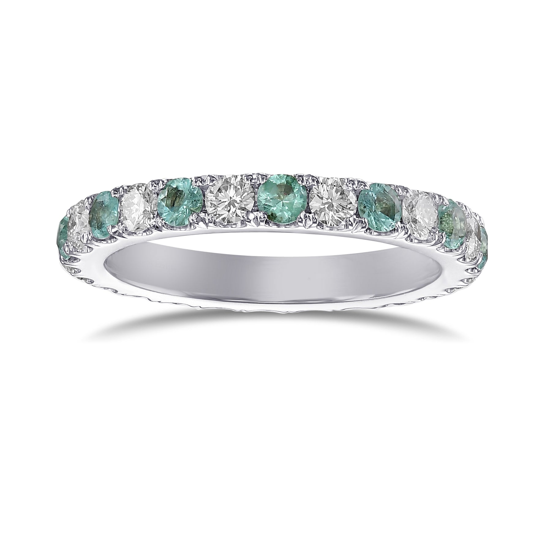 Emerald & White Diamond Full Eternity Band 