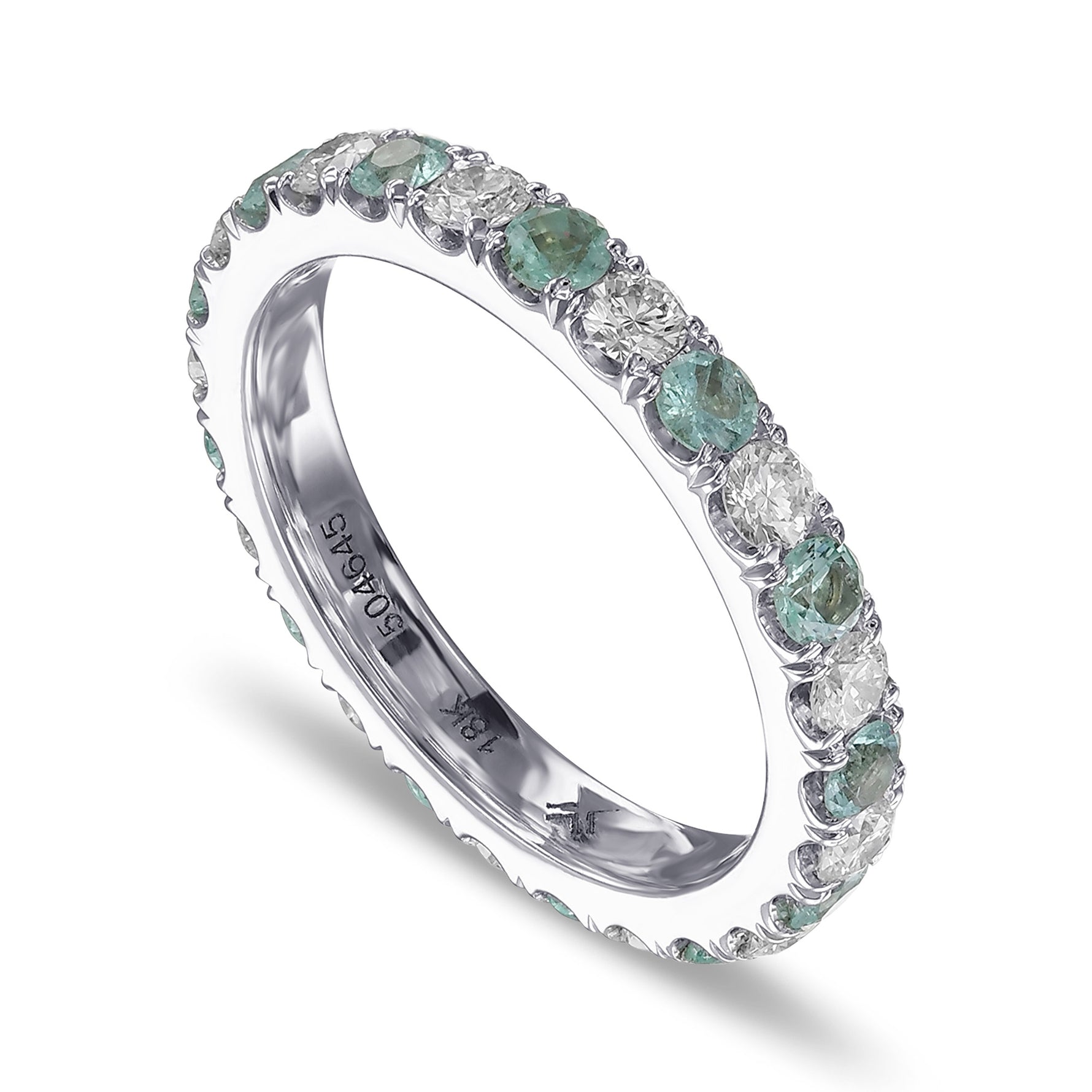 Emerald & White Diamond Full Eternity Band 