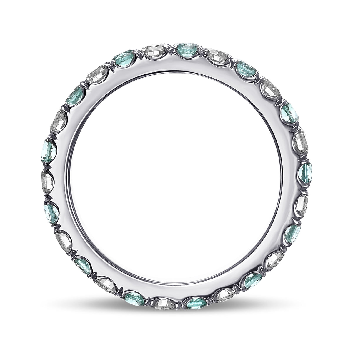 Emerald & White Diamond Full Eternity Band 