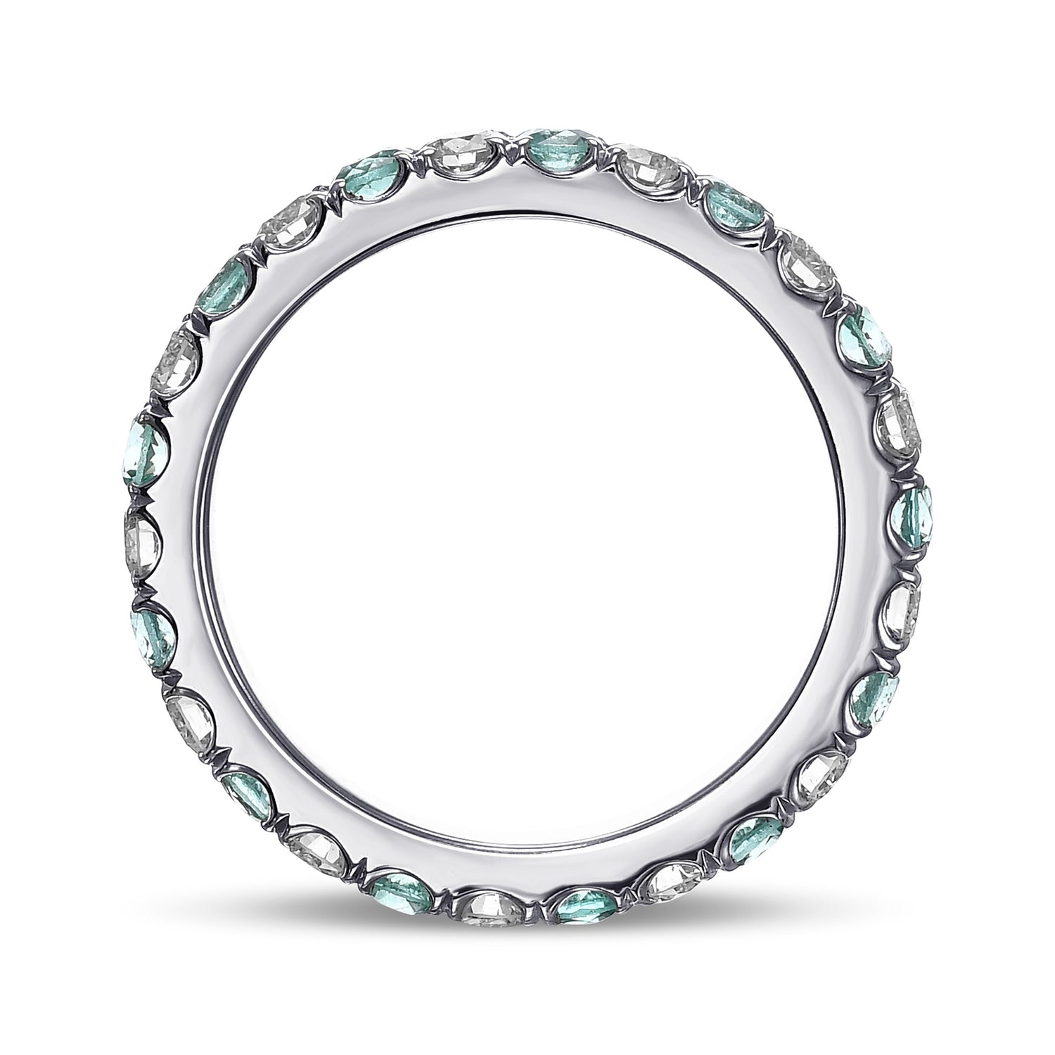 Emerald & White Diamond Full Eternity Band 