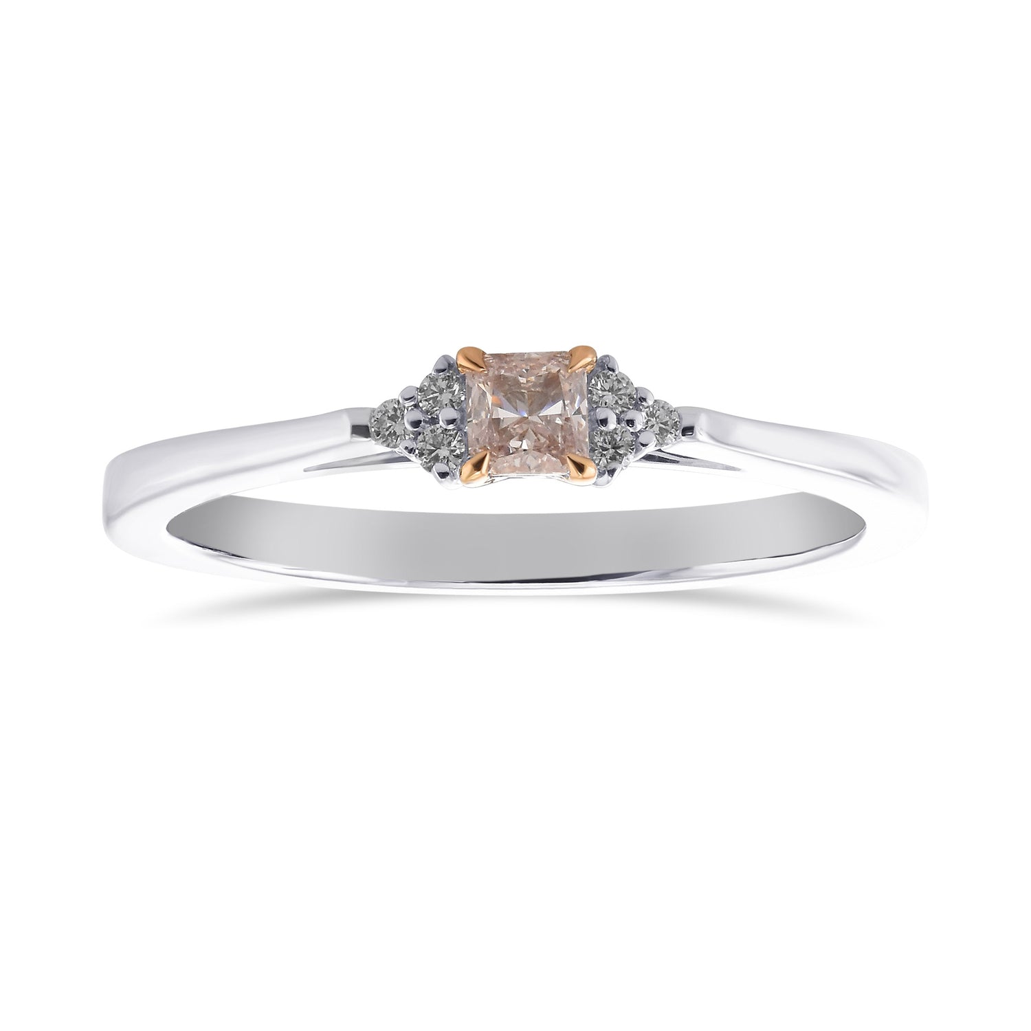 Light Pink Radiant Accent Diamond ring