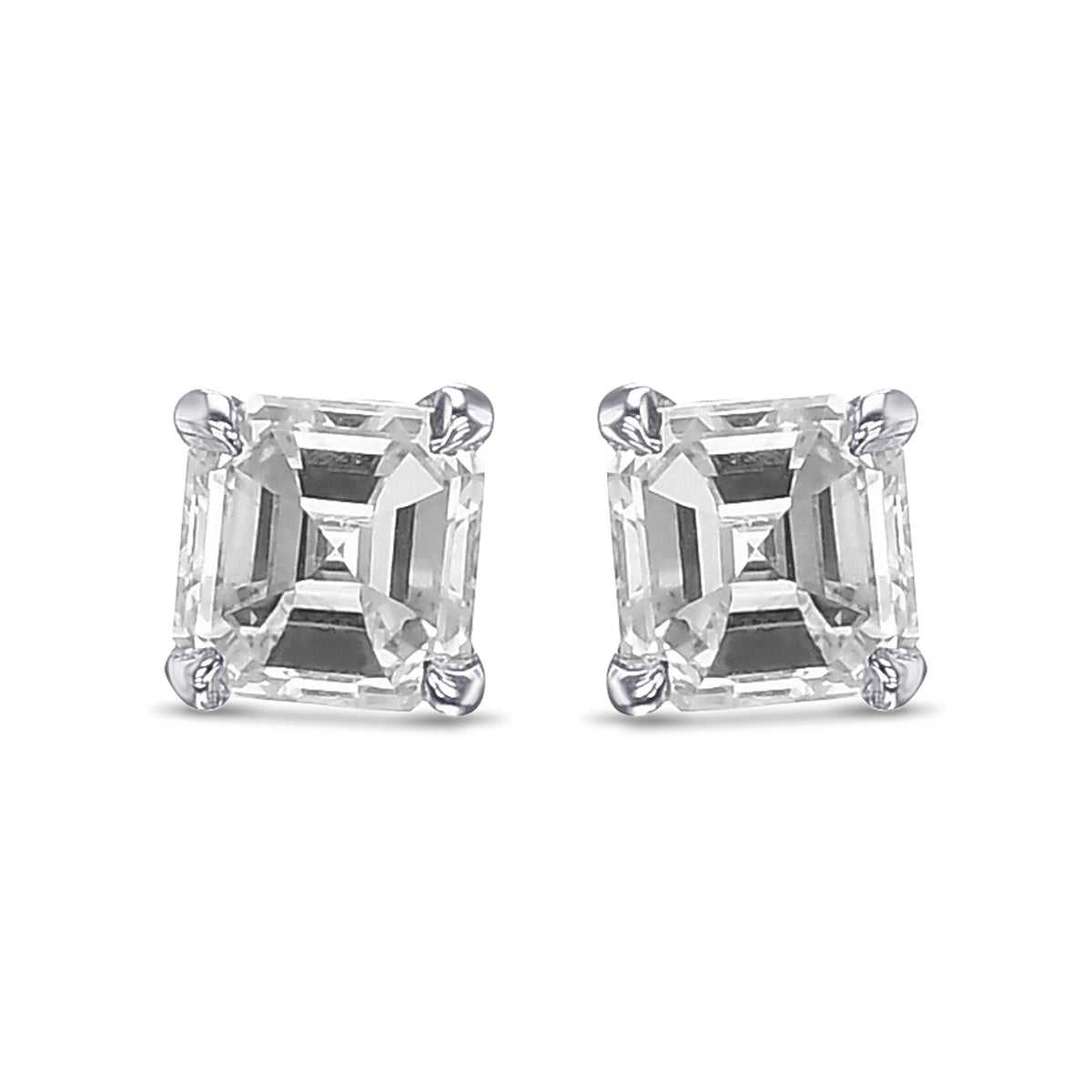 Asscher-cut Stud Diamond Earrings