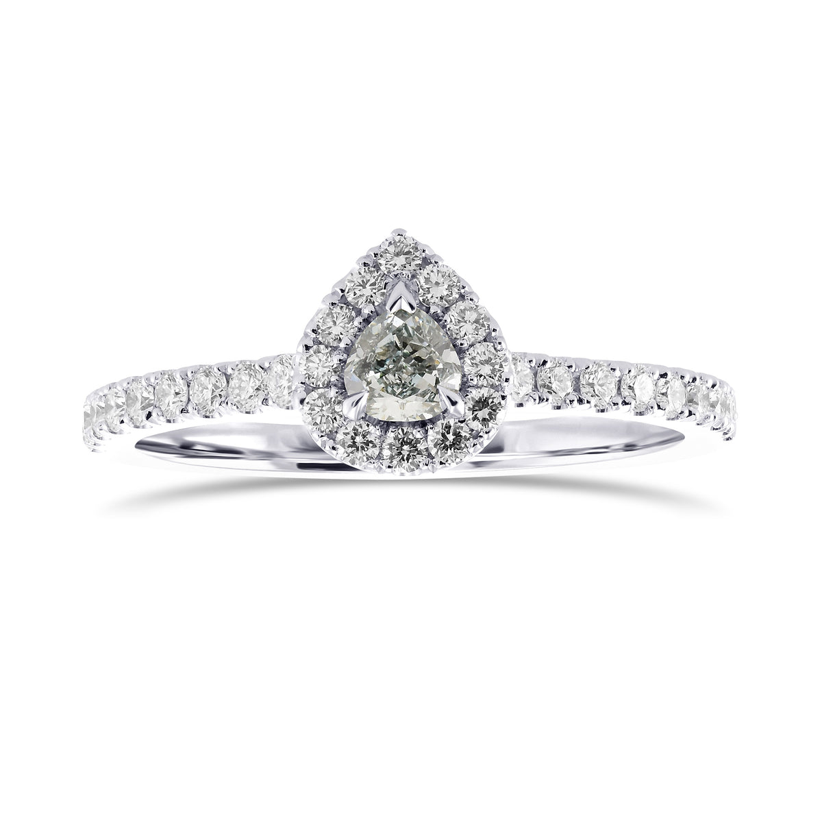Fancy Light Bluish Green Heart Halo Diamond Ring