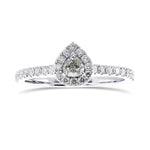Fancy Light Bluish Green Heart Halo Diamond Ring
