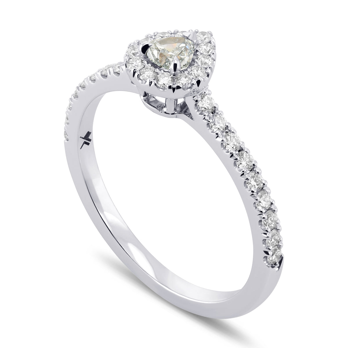 Fancy Light Bluish Green Heart Halo Diamond Ring