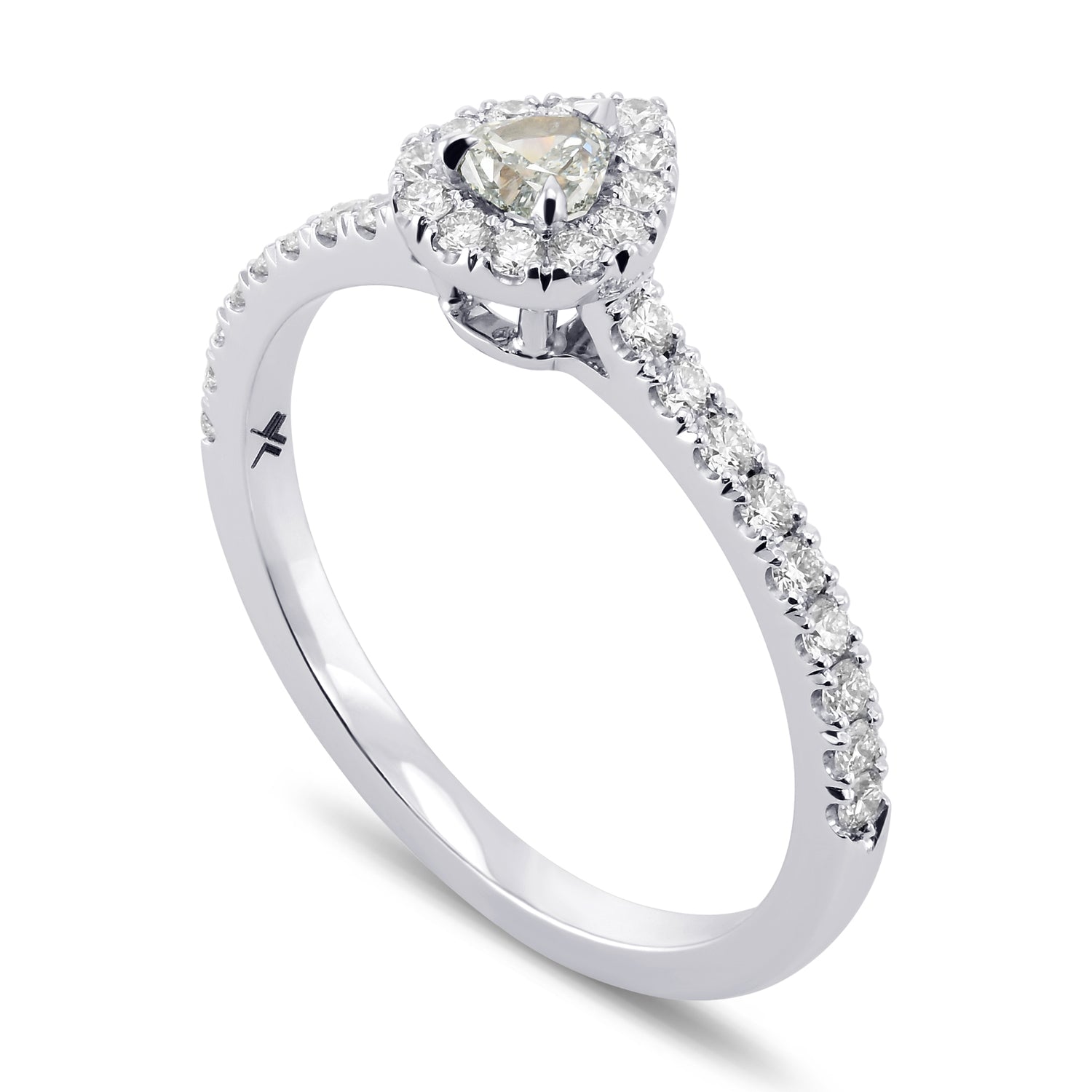 Fancy Light Bluish Green Heart Halo Diamond Ring