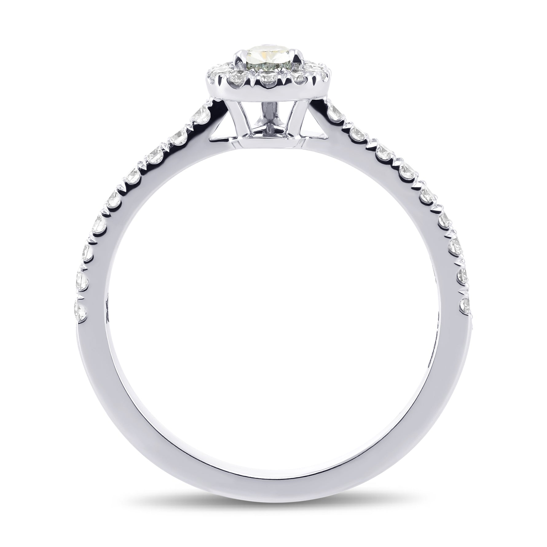 Fancy Light Bluish Green Heart Halo Diamond Ring