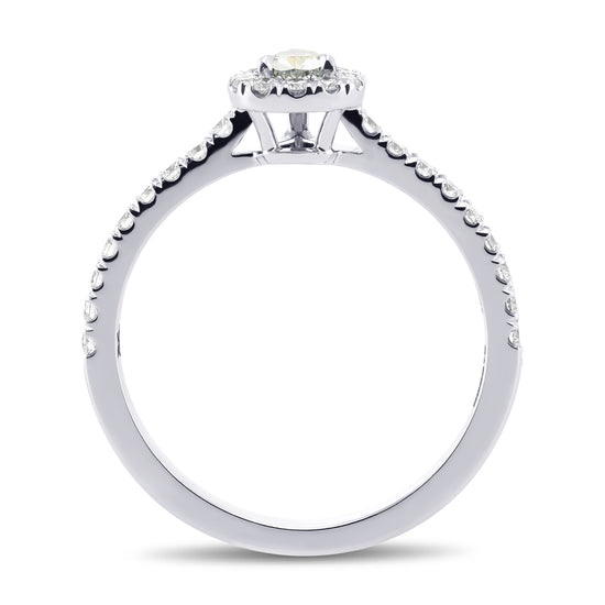 Fancy Light Bluish Green Heart Halo Diamond Ring