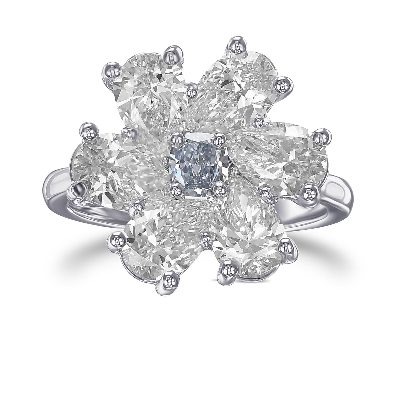 Extraordinary Fancy Intense Blue Cushion Diamond Ring