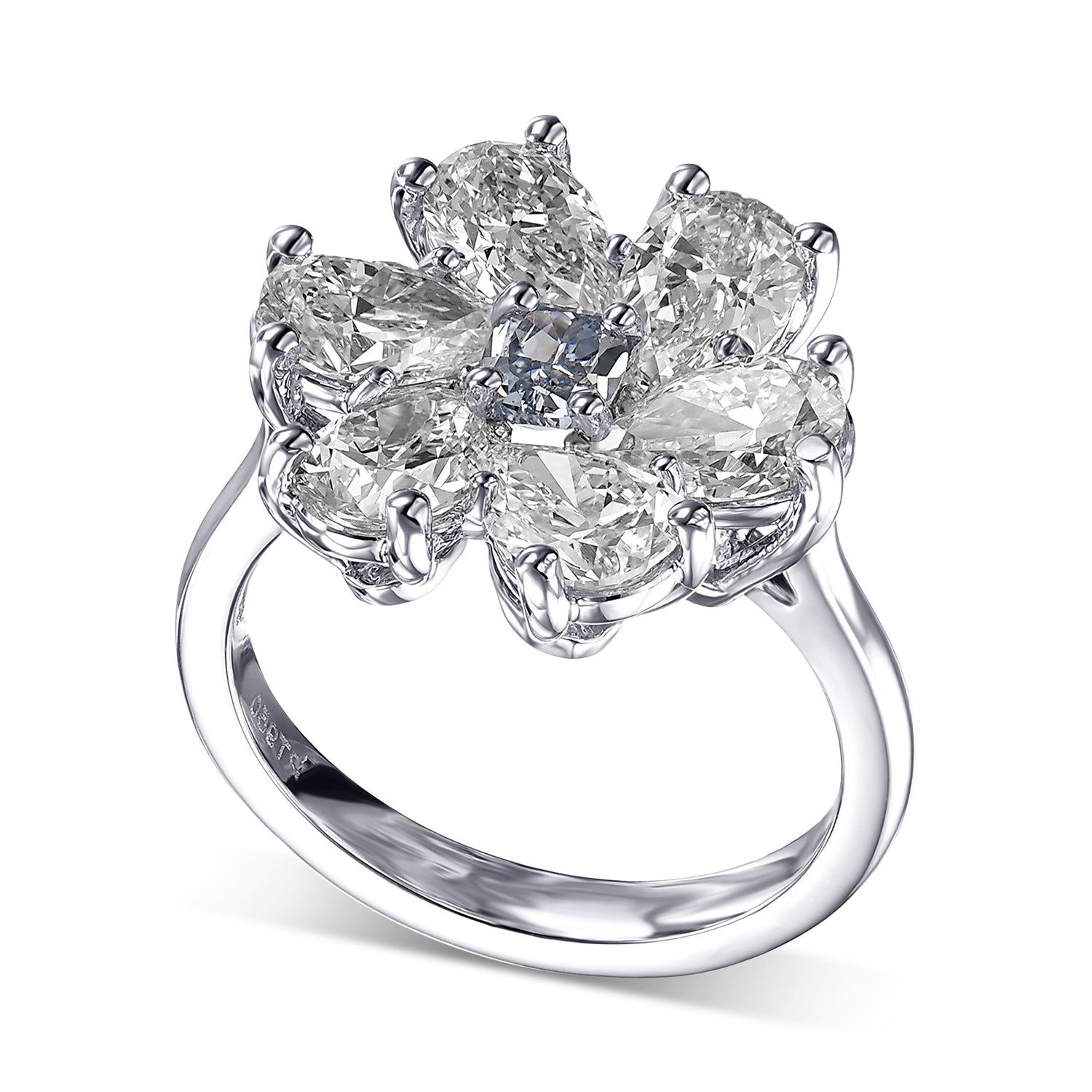 Extraordinary Fancy Intense Blue Cushion Diamond Ring