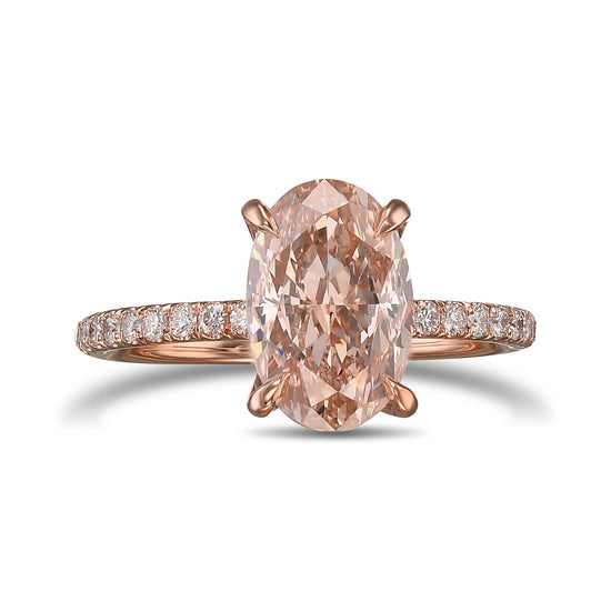 Fancy Pink Brown Oval Side-stone Diamond Ring