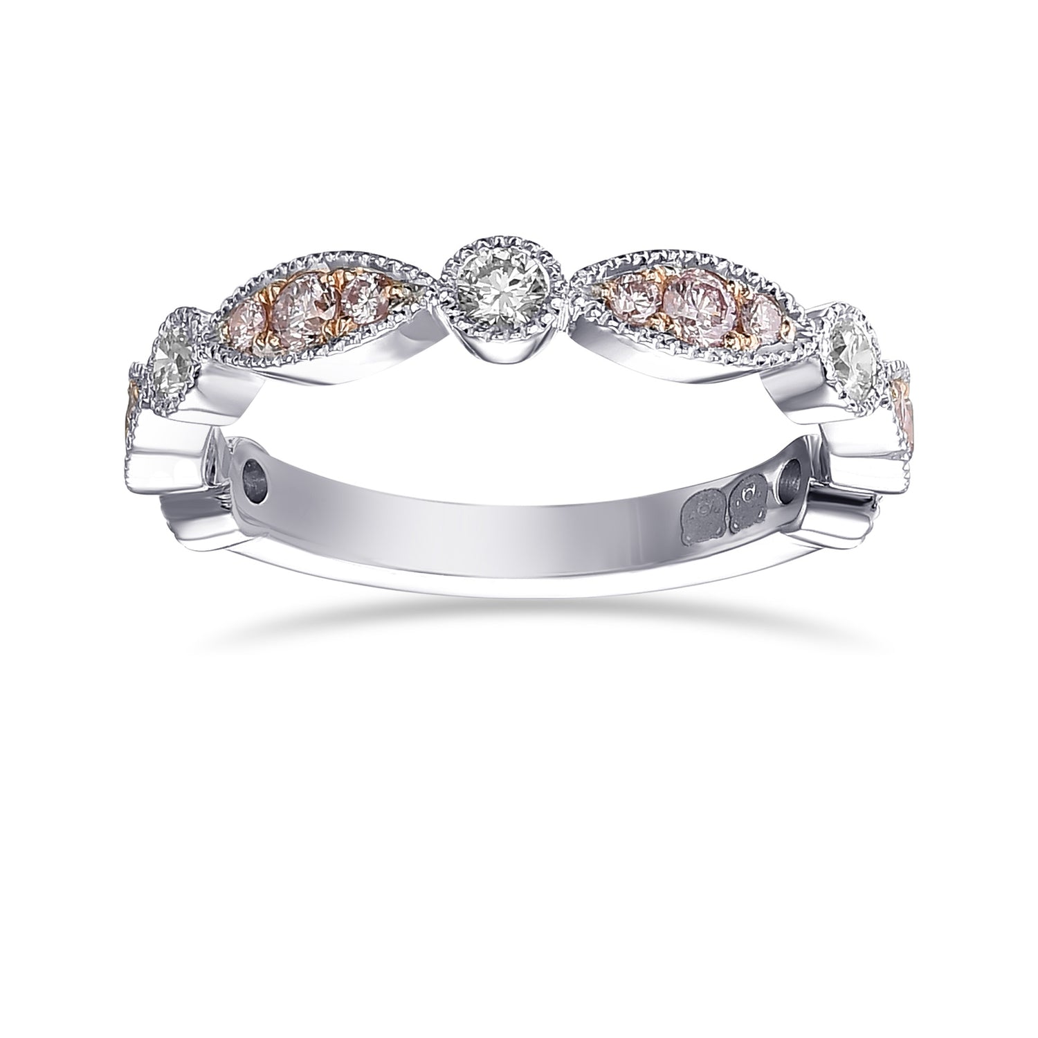 Fancy Light Pink & White Diamond Designer Band Ring