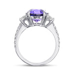 Vivid Violet Oval Sapphire & Half-moon 3-stone Ring