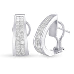 Princess White Diamond Hoop Earrings