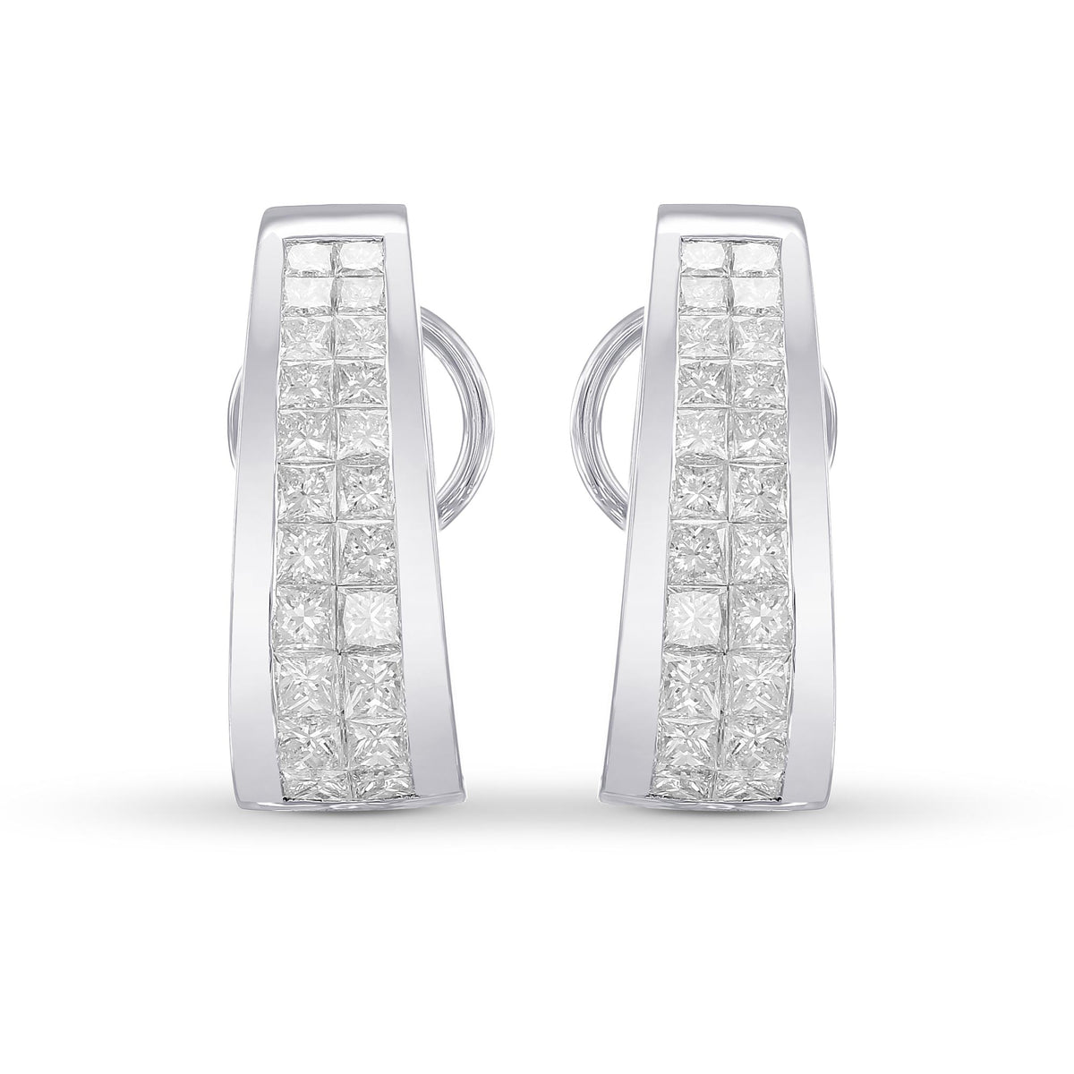 Princess White Diamond Hoop Earrings