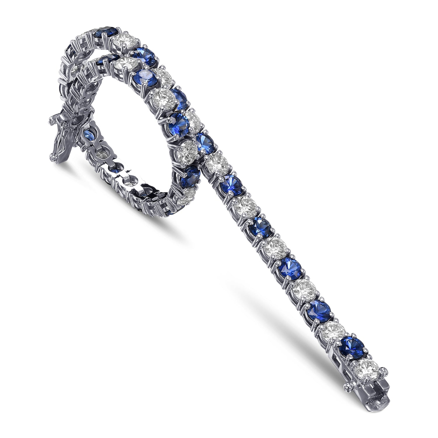Diamond & Blue Sapphire Tennis Bracelet