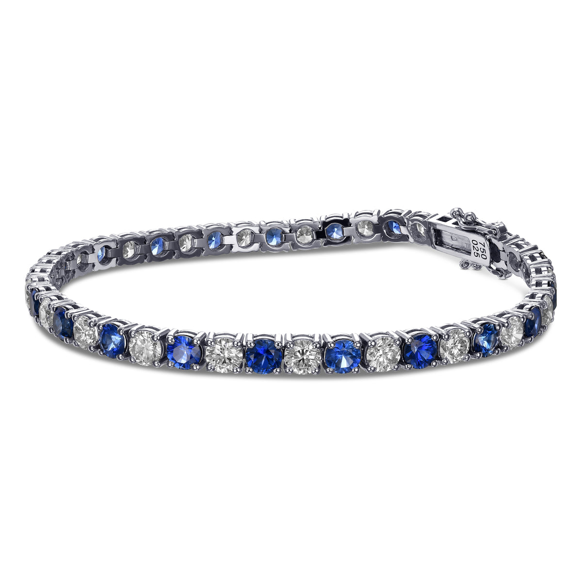 Diamond & Blue Sapphire Tennis Bracelet