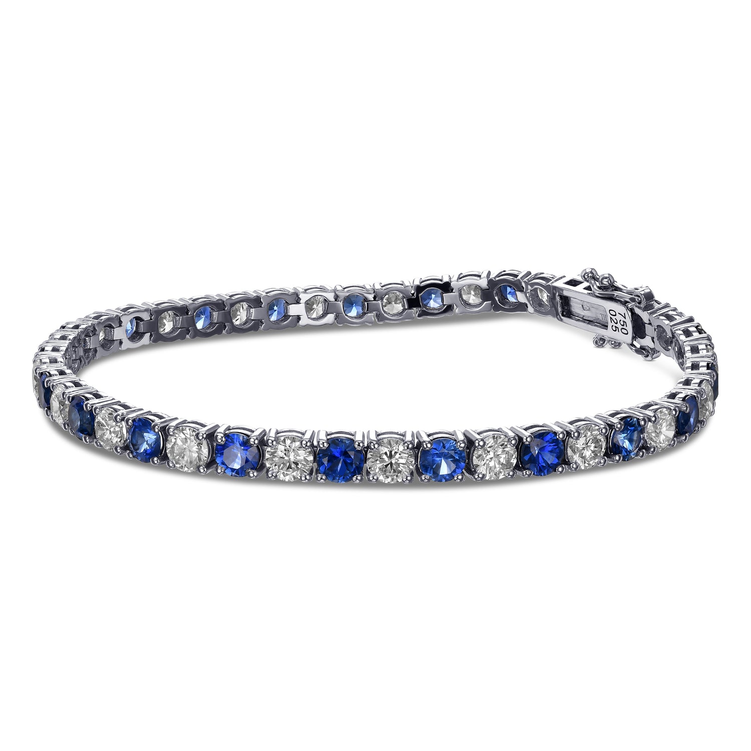 Diamond & Blue Sapphire Tennis Bracelet