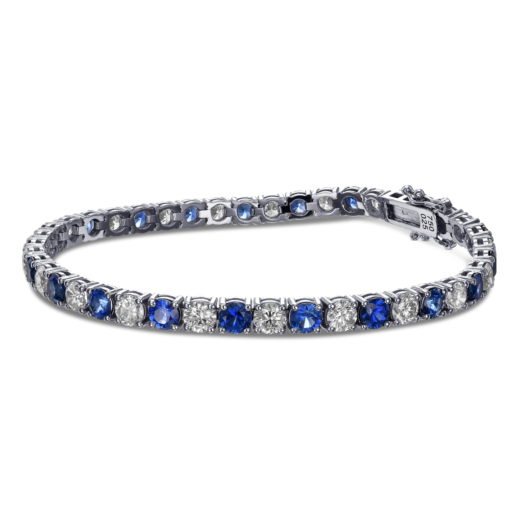 Diamond & Blue Sapphire Tennis Bracelet