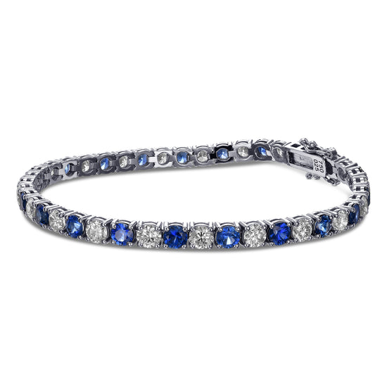 Diamond & Blue Sapphire Tennis Bracelet