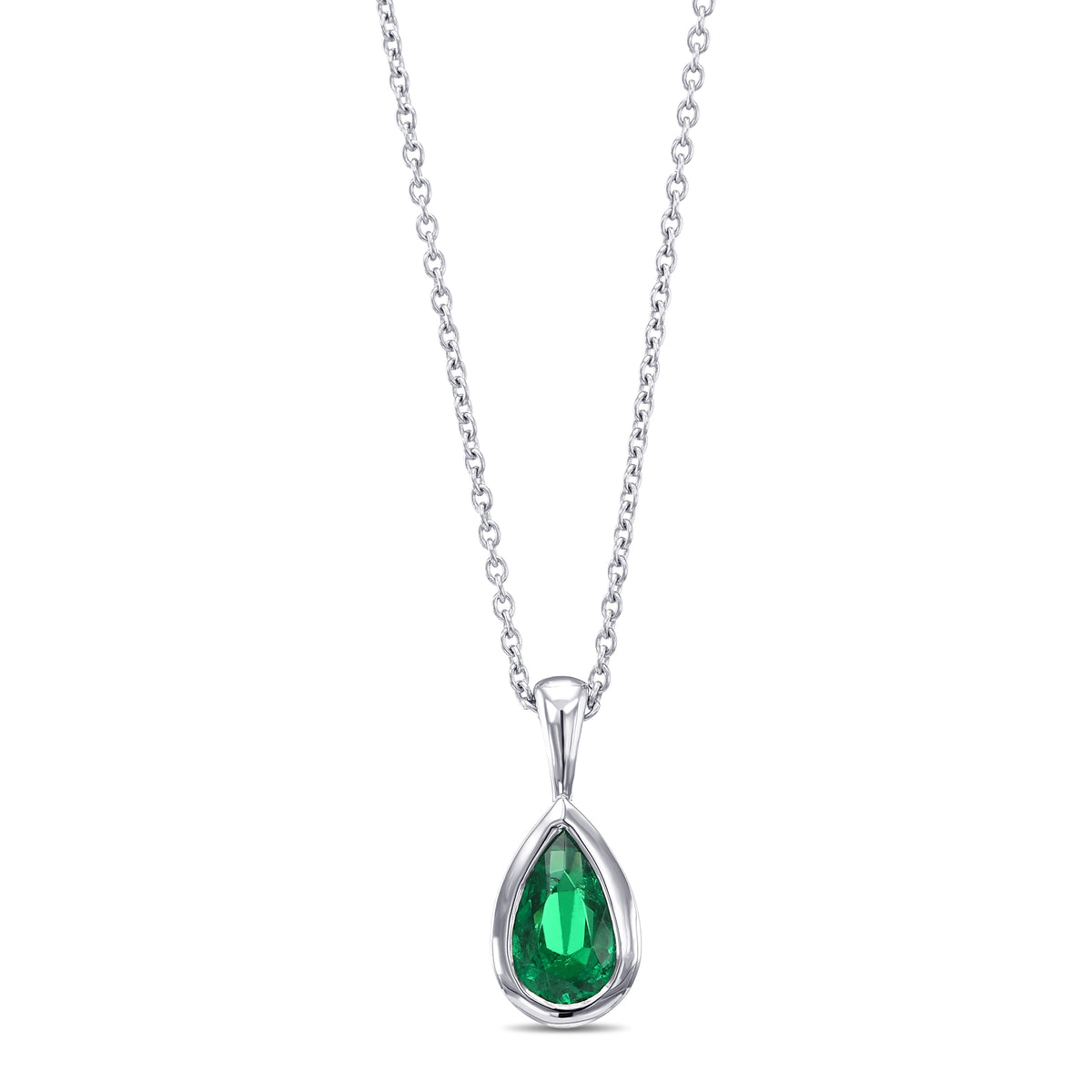 Pear Muzo Emerald Solitaire Pendant