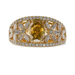 Fancy Deep Orangy Yellow Oval Diamond Dress Ring