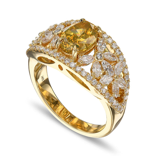 Fancy Deep Orangy Yellow Oval Diamond Dress Ring