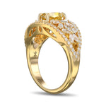 Fancy Deep Orangy Yellow Oval Diamond Dress Ring