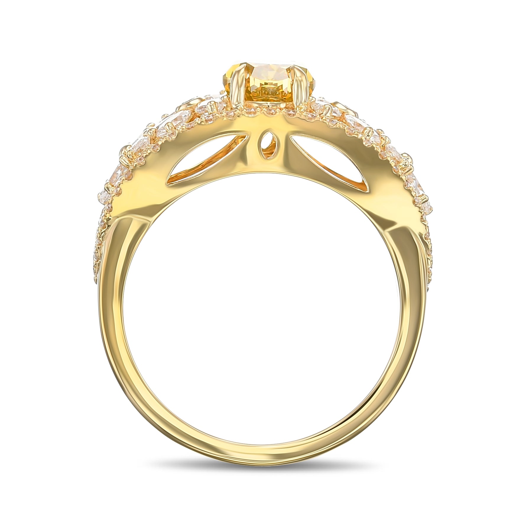 Fancy Deep Orangy Yellow Oval Diamond Dress Ring