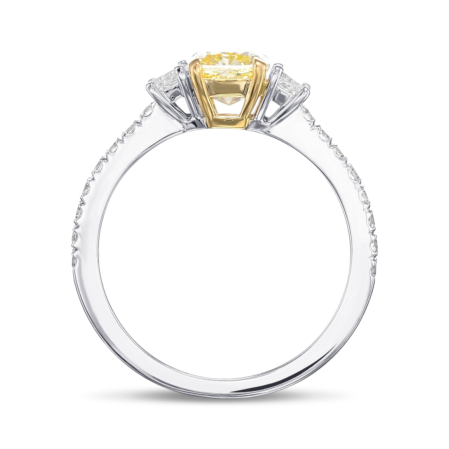 Fancy Yellow Cushion & Trapezoid Diamond Ring