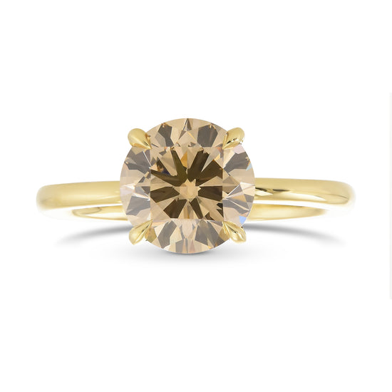 Fancy Yellow Brown Round Solitaire Diamond Ring