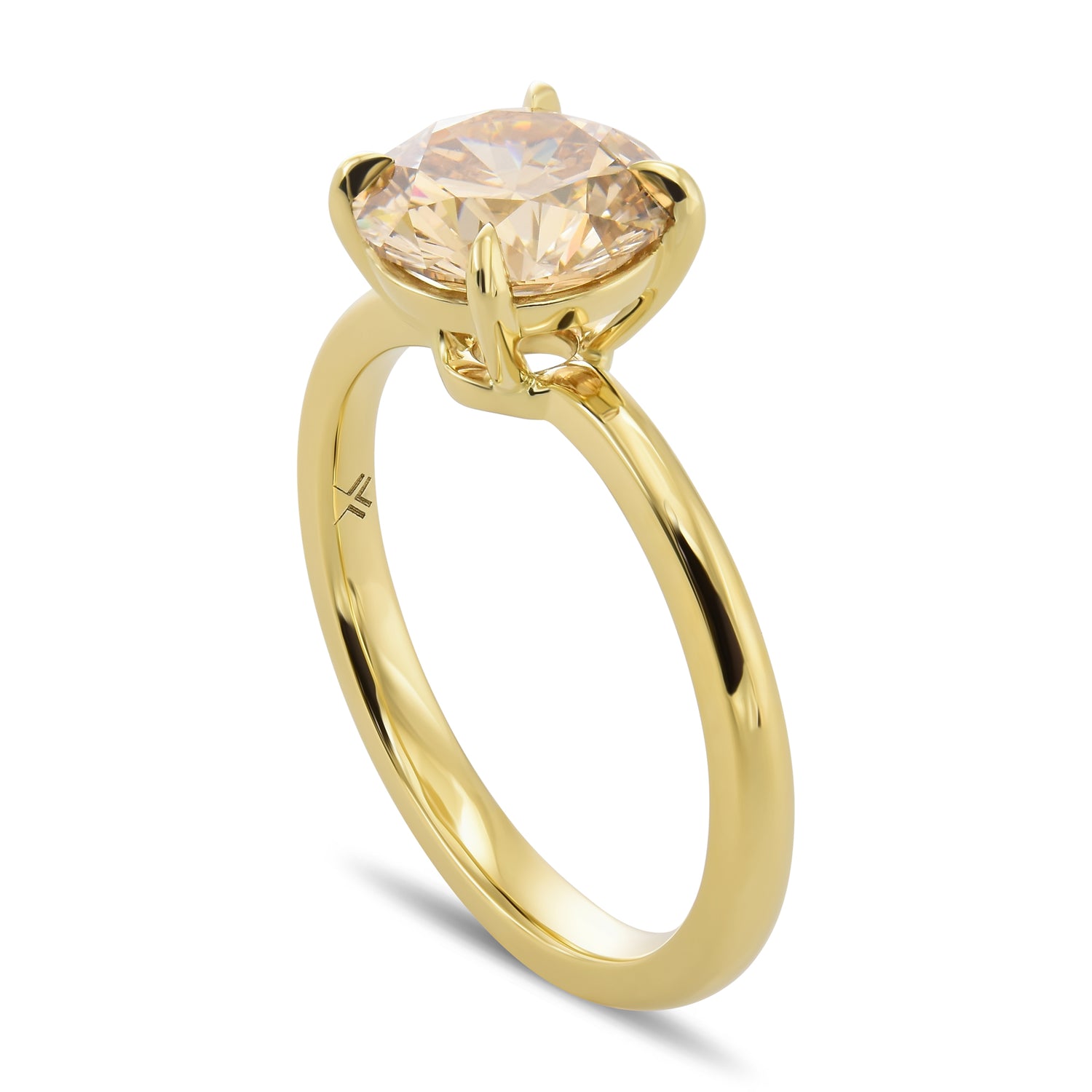 Fancy Yellow Brown Round Solitaire Diamond Ring