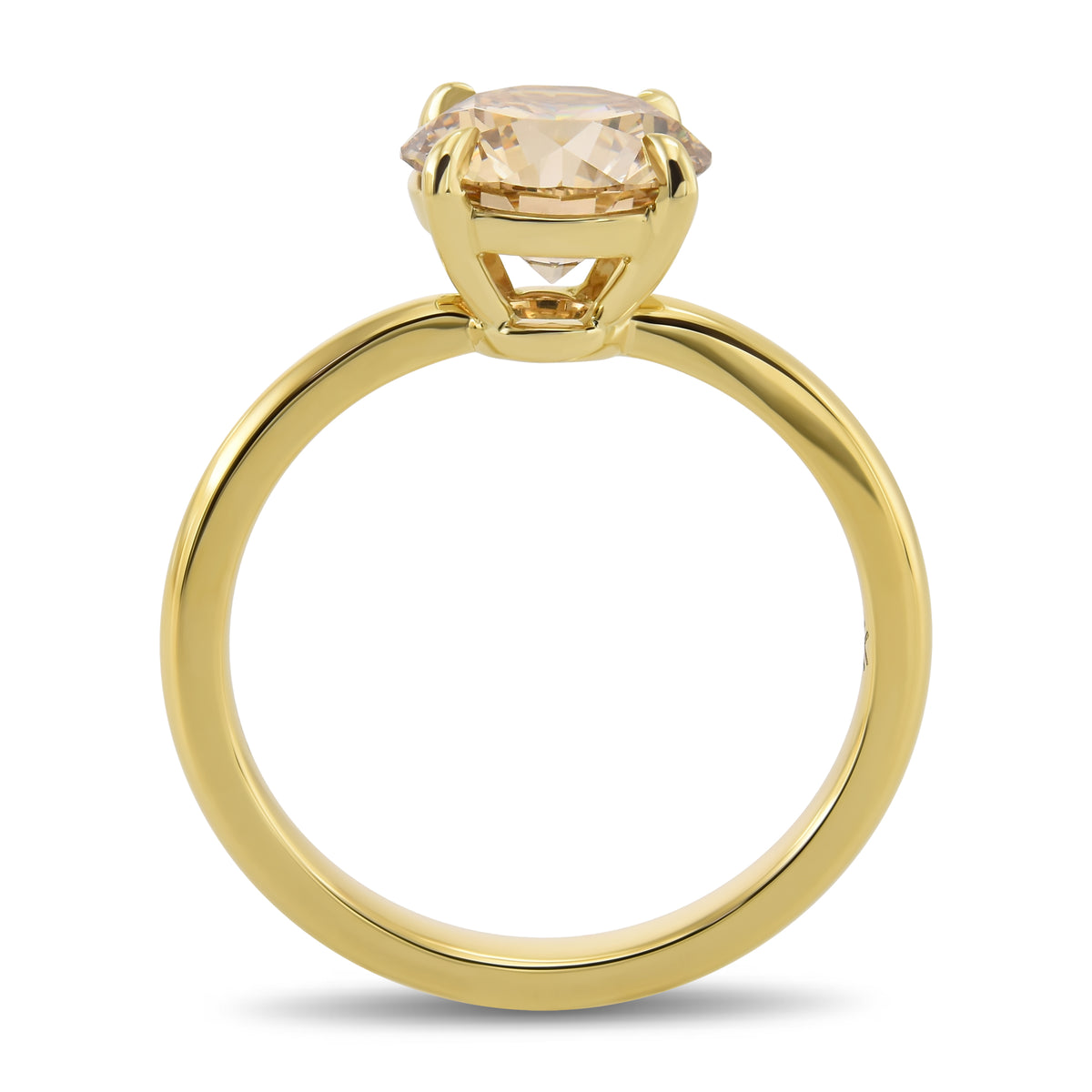 Fancy Yellow Brown Round Solitaire Diamond Ring