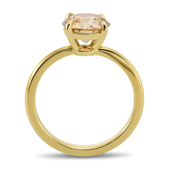 Fancy Yellow Brown Round Solitaire Diamond Ring