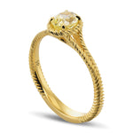 Fancy Yellow Oval Solitaire Rope Diamond Ring