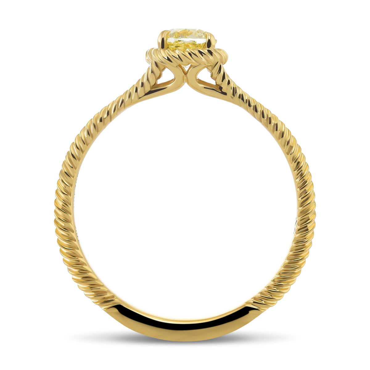 Fancy Yellow Oval Solitaire Rope Diamond Ring
