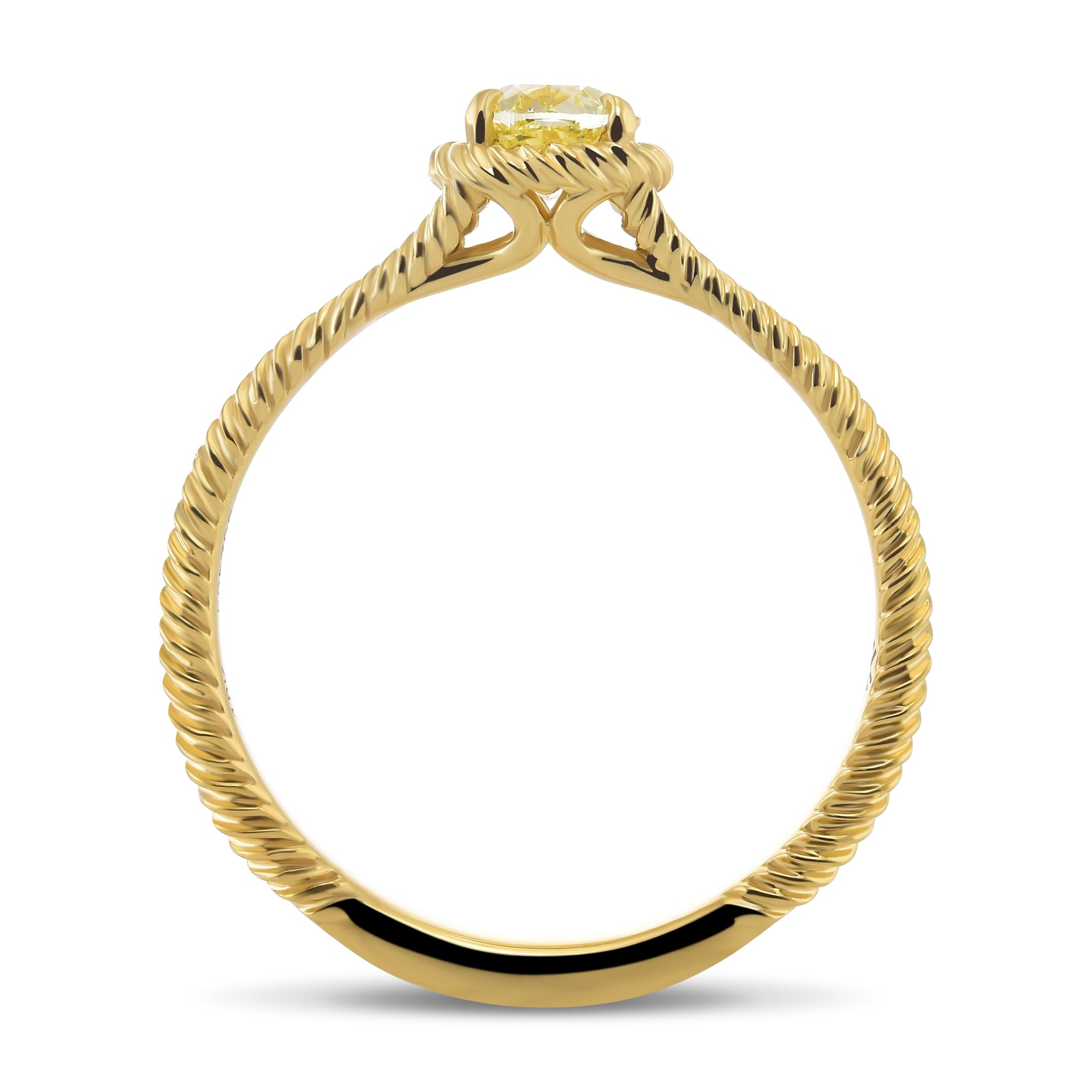 Fancy Yellow Oval Solitaire Rope Diamond Ring