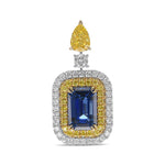 Royal Blue Sapphire & Diamond Double Halo Pendant
