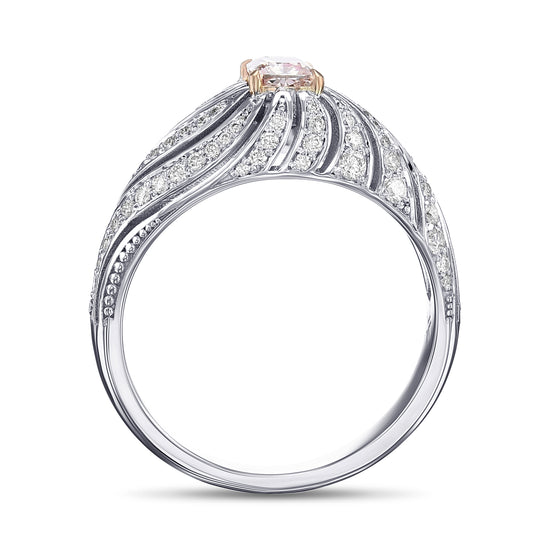 Fancy Light Pink Brown Cushion Diamond Designer Dress Ring