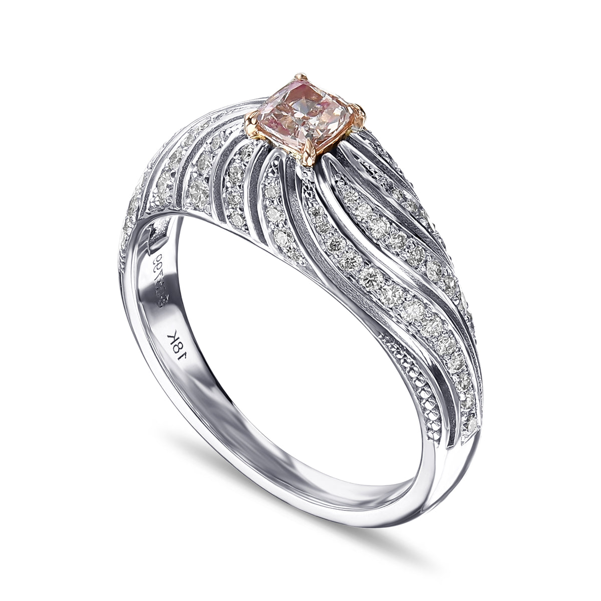 Fancy Light Pink Brown Cushion Diamond Designer Dress Ring