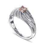 Fancy Light Pink Brown Cushion Diamond Designer Dress Ring