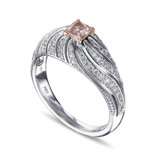 Fancy Light Pink Brown Cushion Diamond Designer Dress Ring