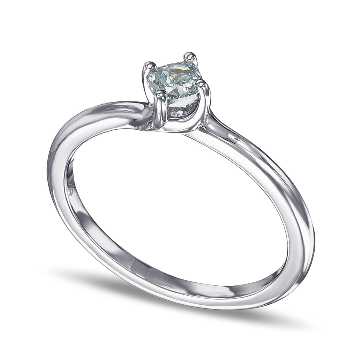 Fancy Intense Blue Green Cushion Solitaire Diamond Ring