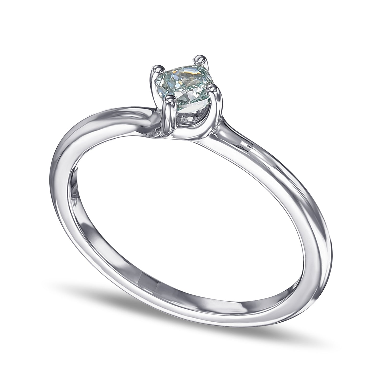 Fancy Intense Blue Green Cushion Solitaire Diamond Ring