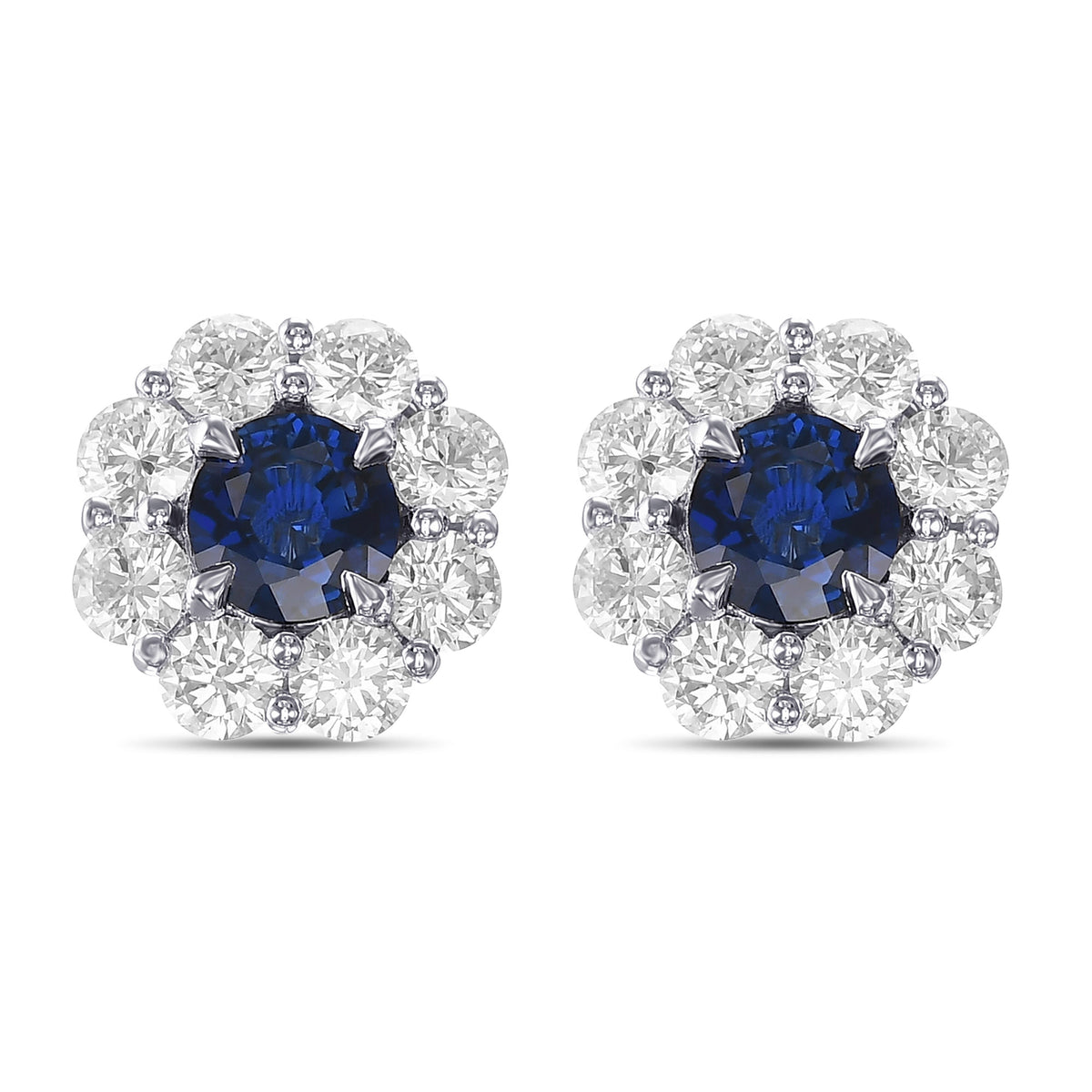 Sapphire & Diamond Floral Halo Earrings