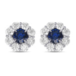 Sapphire & Diamond Floral Halo Earrings